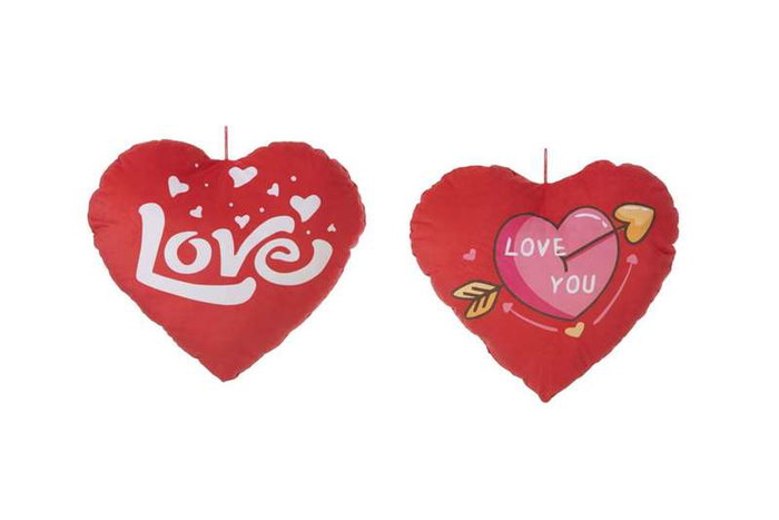 Creaciones Llopis Corazón Lovy, Cojín decorativo corazón 32 cm, pack de 4 unidades, modelos surtidos en poliéster