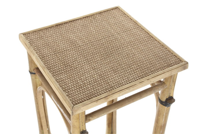 DKD Home Decor Mesita Auxiliar Balines Ratán Natural 36 x 36 x 85 cm
