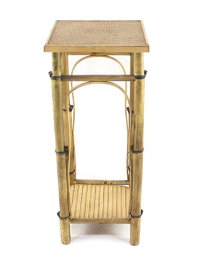 DKD Home Decor Mesita Auxiliar Balines Ratán Natural 36 x 36 x 85 cm