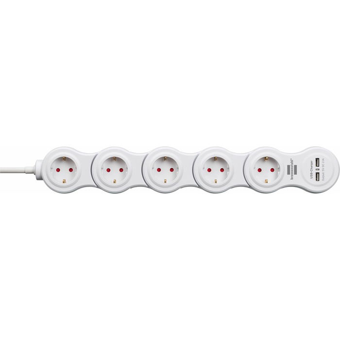 Regleta Enchufes 5 Tomas con Interruptor Brennenstuhl Vario-Power Blanco 3600 W USB x 2 (1,4 m)