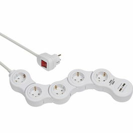 Regleta Enchufes 5 Tomas con Interruptor Brennenstuhl Vario-Power Blanco 3600 W USB x 2 (1,4 m)