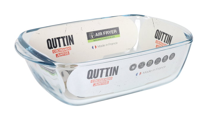 Quttin Fuente de Vidrio Honda Rectangular 23 cm x 15 cm 1.2 L (6 Unidades)