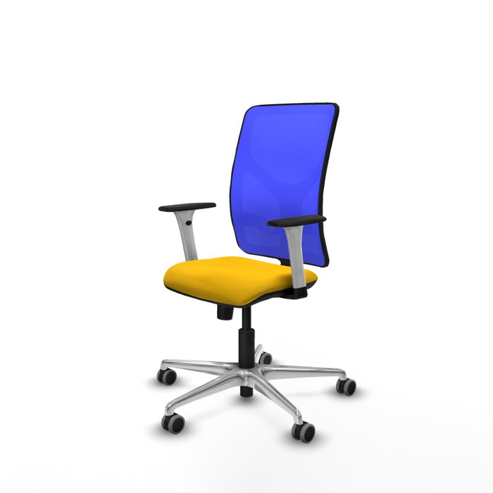 PIQUERAS Y CRESPO Silla de oficina Motilla con mecanismo Sincro, Amarillo y Azul