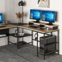 Hanah Home Greta L Matte - Mesa de Estudio Negra, Tablero 180cm, Elegante Diseño Dorado y Negro, Duradera y Espaciosa