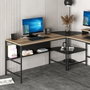 Hanah Home Greta L Matte - Mesa de Estudio Negra, Tablero 180cm, Elegante Diseño Dorado y Negro, Duradera y Espaciosa