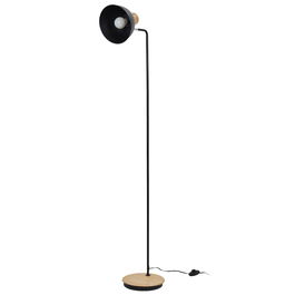 Home Deco Factory Lámpara Pie Metal Negro Madera Estilo Industrial Colección Essentiel H.145 cm