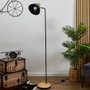 Home Deco Factory Lámpara de Pie Essentiel Metal Negro con Detalles de Madera Pantalla Orientable 145 cm Bombilla E27 no Incluida