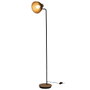 Home Deco Factory Lámpara de Pie Essentiel Metal Negro con Detalles de Madera Pantalla Orientable 145 cm Bombilla E27 no Incluida