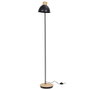 Home Deco Factory Lámpara de Pie Essentiel Metal Negro con Detalles de Madera Pantalla Orientable 145 cm Bombilla E27 no Incluida