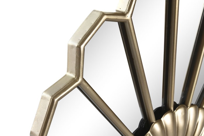 DKD Home Decor Espejo de Metal Diseño Abanico Dorado 51x3x31 cm