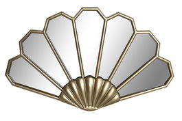 DKD Home Decor Espejo de Metal Diseño Abanico Dorado 51x3x31 cm