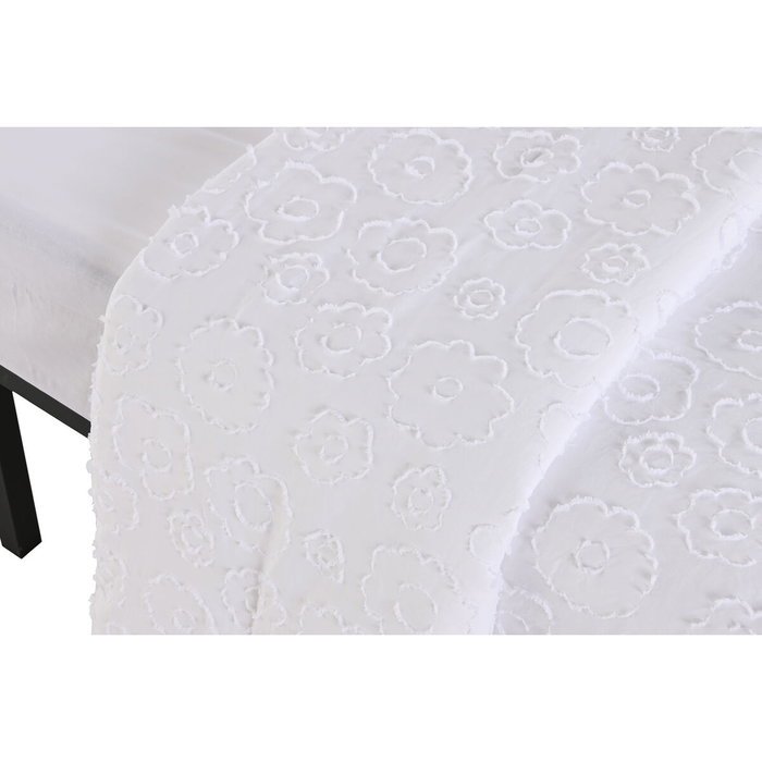 DKD Home Decor Colcha de Poliéster Bordada Blanca 180x260 cm DKD Home Decor Colcha de Poliéster Bordada Blanca 180x260 cm