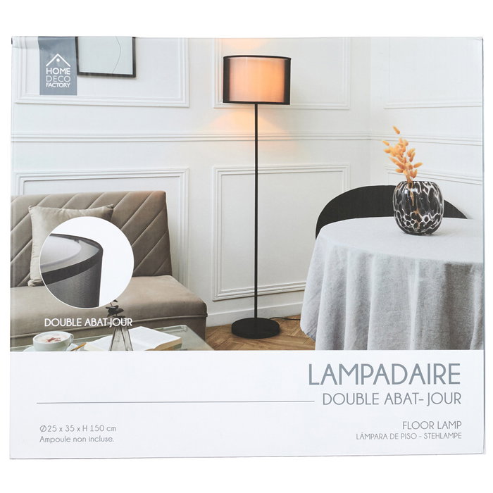 Home Deco Factory Lámpara Pie Doble Pantalla Colección Lounge Metal Home Deco Factory Lámpara Pie Doble Pantalla Colección Lounge Metal