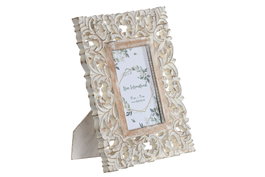 DKD Home Decor Marco Foto 10X15 Blanco Natural Mango Cristal 2 Unidades 21 x 26 x 2 cm