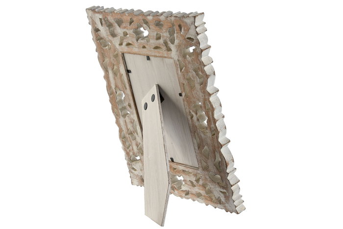 DKD Home Decor Marco Foto 10X15 Blanco Natural Mango Cristal 2 Unidades 21 x 26 x 2 cm