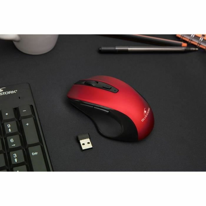 Bluestork OFFICE 75 Ratón Inalámbrico Rojo