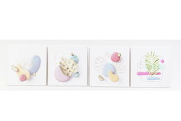 DKD Home Decor Set de 4 Cuadros Modernos de Lienzo y MDF Multicolor 40x40x1,8 cm