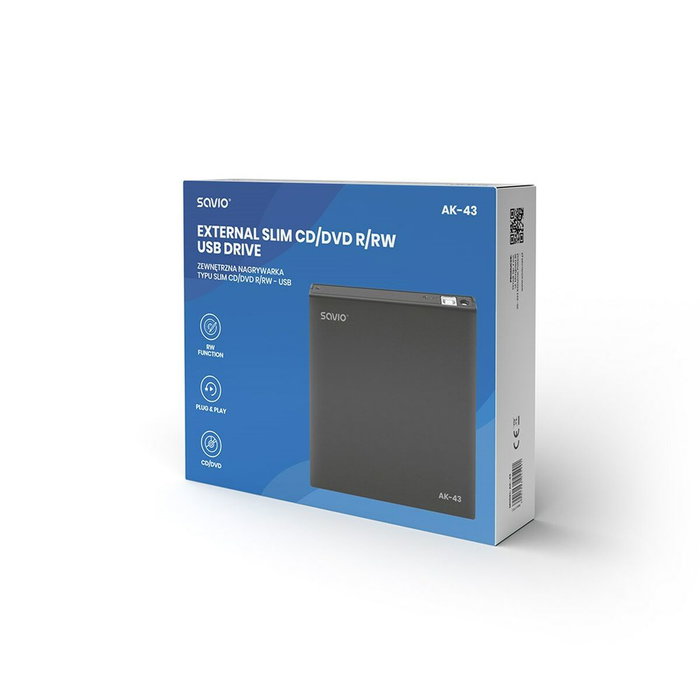 SAVIO Unidad de DVD externa AK-43 Negro SAVIO Unidad de DVD externa AK-43 Negro