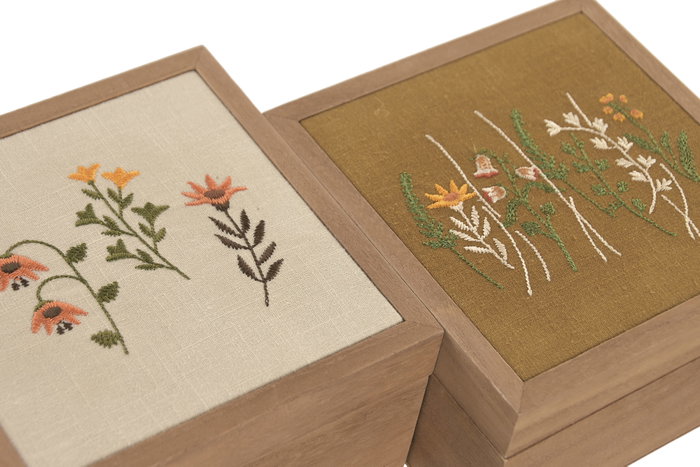 DKD Home Decor Cajas de Madera Flores Surtido de 2 Modelos