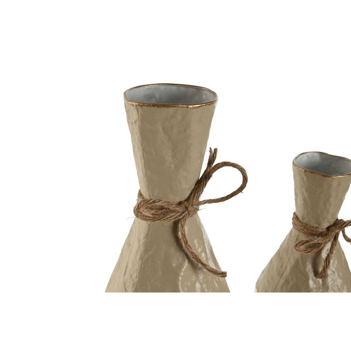 DKD Home Decor Set de 3 Jarrones Metálicos Rugosos Blanco y Dorado DKD Home Decor Set de 3 Jarrones Metálicos Rugosos Blanco y Dorado