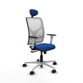PIQUERAS Y CRESPO Silla de oficina Motilla con mecanismo Sincro, Azul y Blanco