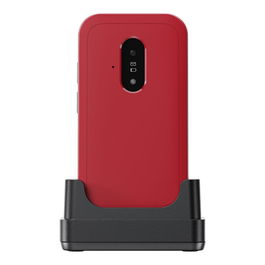 Doro Leva E22 - Teléfono móvil Concha 4G LTE con pantalla 2.8", Cámara 0.3 MP, Batería 1150 mAh, Bluetooth 5.0, USB-C, Resistencia IP54, Color Rojo y Blanco