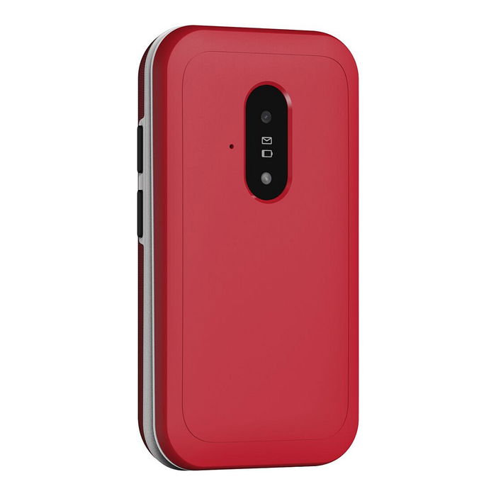 Doro Leva E22 - Teléfono móvil Concha 4G LTE con pantalla 2.8", Cámara 0.3 MP, Batería 1150 mAh, Bluetooth 5.0, USB-C, Resistencia IP54, Color Rojo y Blanco