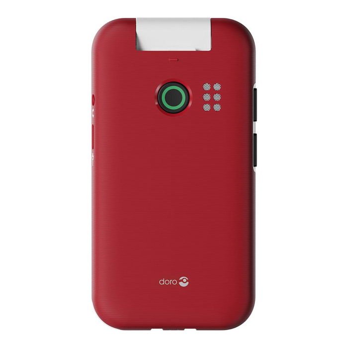 Doro Leva E22 - Teléfono móvil Concha 4G LTE con pantalla 2.8", Cámara 0.3 MP, Batería 1150 mAh, Bluetooth 5.0, USB-C, Resistencia IP54, Color Rojo y Blanco