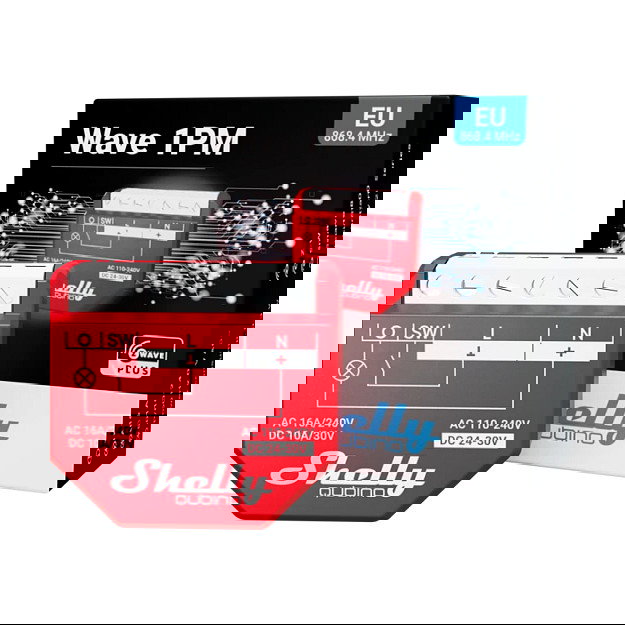 Shelly Wave 1PM Interruptor Inteligente Z-Wave Max 16A con Medición de Potencia