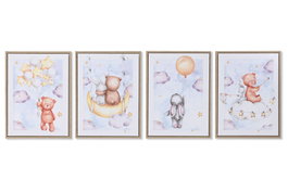 DKD Home Decor Cuadro Lienzo Nubes Surtido de 4 Piezas 30x2x40 cm