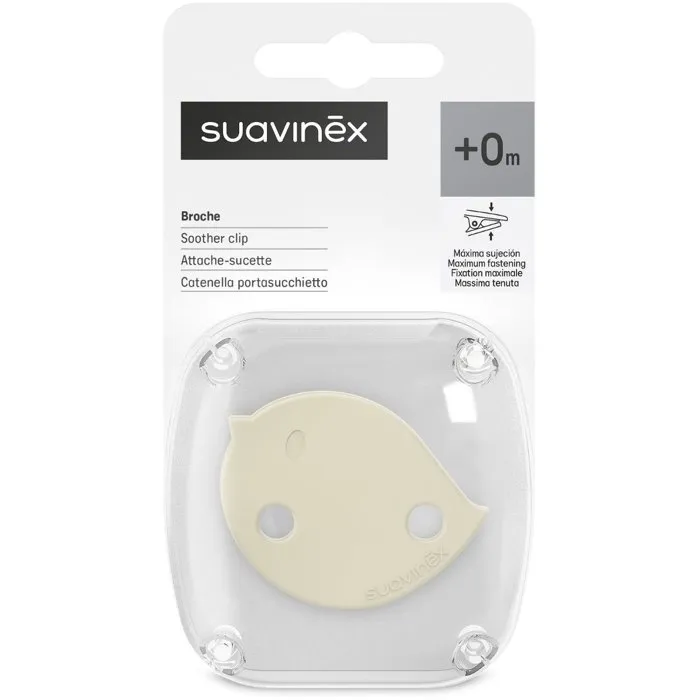 Suavinex SUA8426420905022 Cadena con Clip para Chupete Birdies, desde el Nacimiento, Color Beige