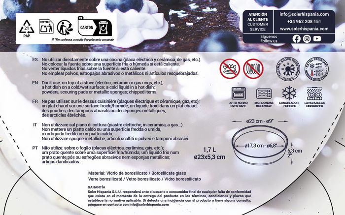 Quttin Fuente de Vidrio Honda Ø23x5.3 cm - 1.7 L (6 Unidades) Quttin Fuente de Vidrio Honda Ø23x5.3 cm - 1.7 L (6 Unidades)