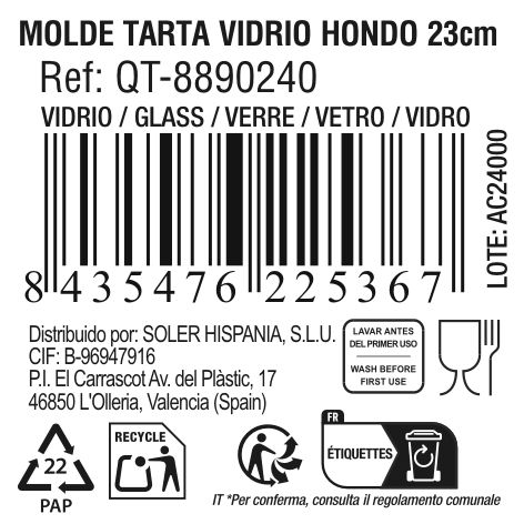 Quttin Fuente de Vidrio Honda Ø23x5.3 cm - 1.7 L (6 Unidades)
