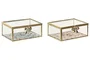 DKD Home Decor Joyero de Cristal y Metal 14x11x6 cm Surtido