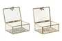 DKD Home Decor Joyero de Cristal y Metal 14x11x6 cm Surtido