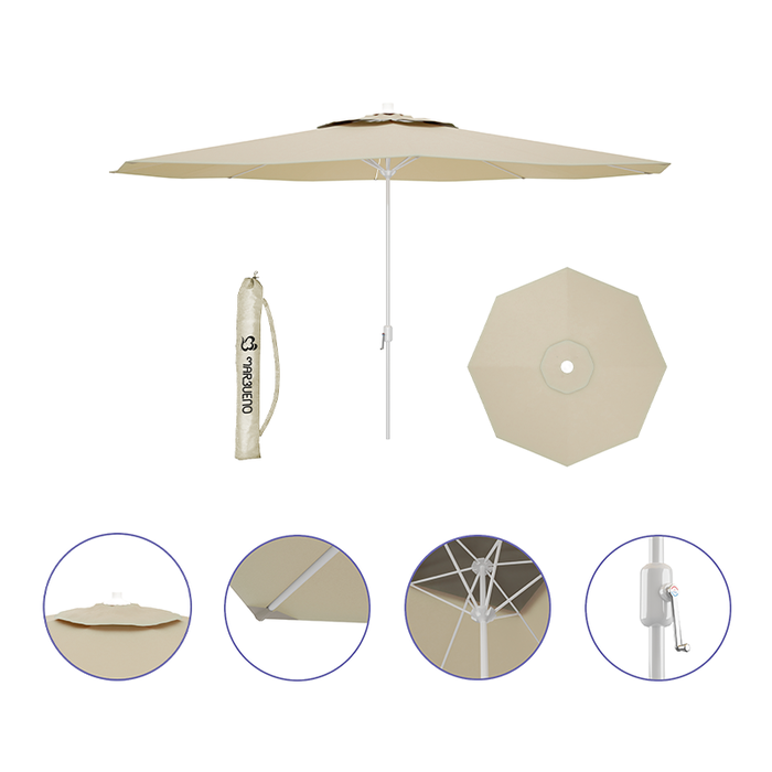 Marbueno Sombrilla de Acero Beige de 270 cm