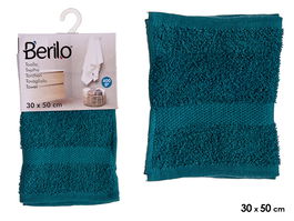 Berilo Toalla Lisa 30x50 cm Azul Petróleo 80% Algodón 400 g (Set de 36)