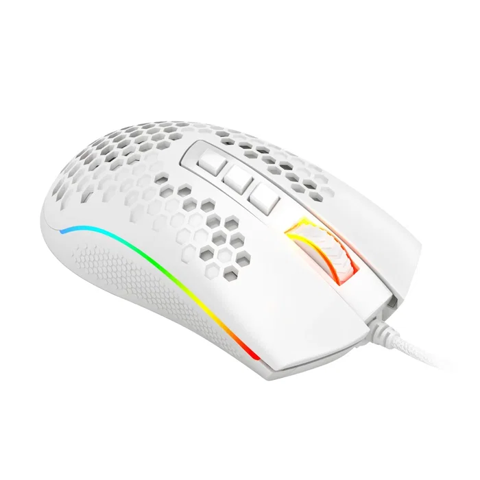 Redragon M988W-RGB Ratón Gaming Óptico Storm Ultraligero para Diestro, Sensor Pixart 3389 32000 DPI, 8 Botones Programables, RGB Chroma, Cable Paracord