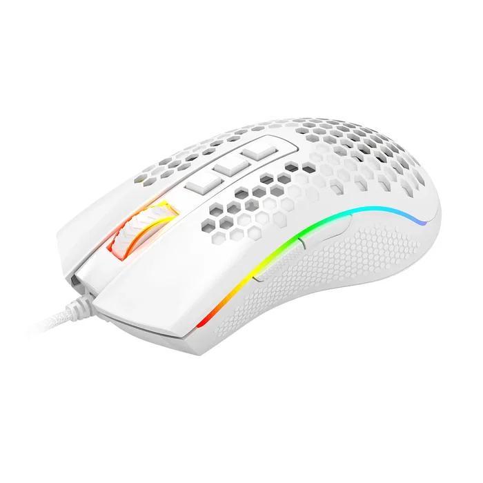 Redragon M988W-RGB Ratón Gaming Óptico Storm Ultraligero para Diestro, Sensor Pixart 3389 32000 DPI, 8 Botones Programables, RGB Chroma, Cable Paracord