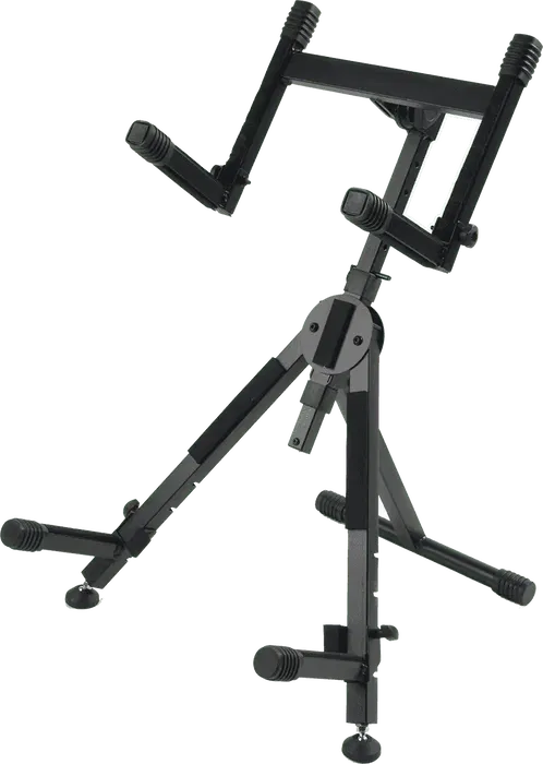 QUIKLOK Soporte Amplificador/Monitor Doble Nivel Ajustable Formato "X" Negro