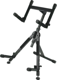 QUIKLOK Soporte Amplificador/Monitor Doble Nivel Ajustable Formato "X" Negro