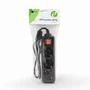 Gembird EG-PSU3-01 Regleta de Alimentación 3 Salidas SCHUKO para UPS con Interruptor y Fusible 16A, Enchufe C14, Cable 0.6m, Negro, Interior
