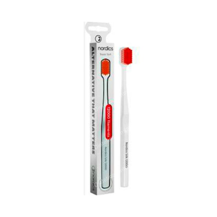 NORDICS ORAL CARE Cepillo Dental Super Soft Silk 12.000 Blanco/Rojo NORDICS ORAL CARE Cepillo Dental Super Soft Silk 12.000 Blanco/Rojo