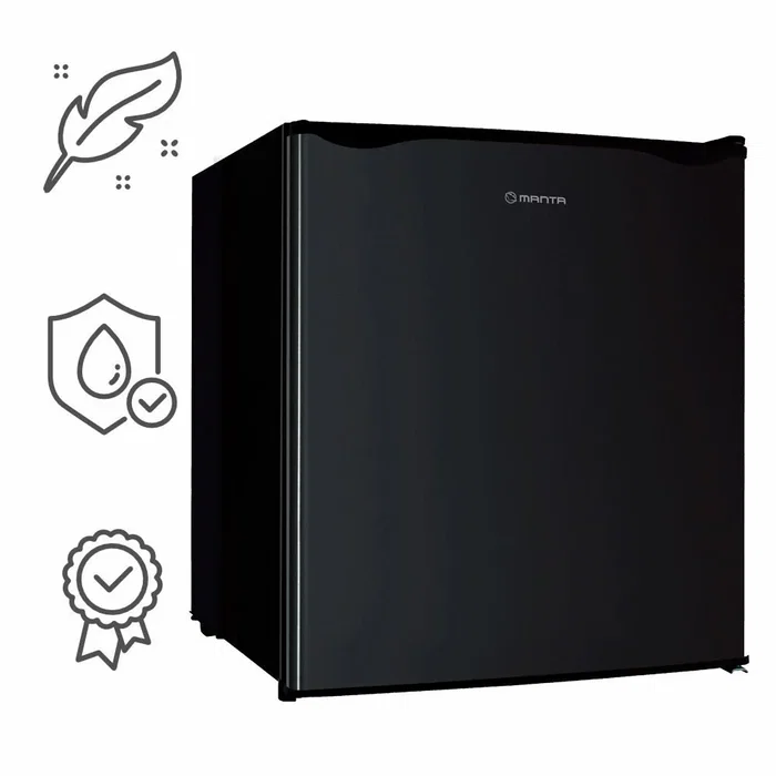 Manta Minibar MM515PBK - Frigorífico Independiente 46 Litros, Negro, Clase Energética E (80 kWh/año), Capacidad Congelador 5 L, Puertas Reversibles, Clima N-ST