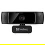SANDBERG Webcam USB 134-38 Full HD 1080p 30fps Autoenfoque, 70 Grados, Doble Micrófono Omnidireccional, Tapa Privacidad, Soporte Clip, 2m Cable, Negro
