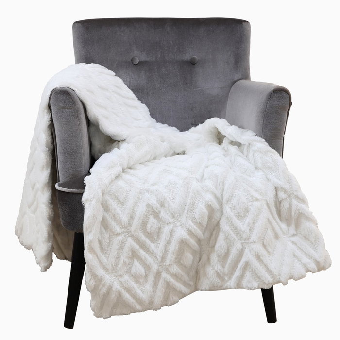 DKD Home Decor Diamond 2c24 Manta para Sofá Urbana Crudo Poliéster 170 x 130 cm (2 Unidades)