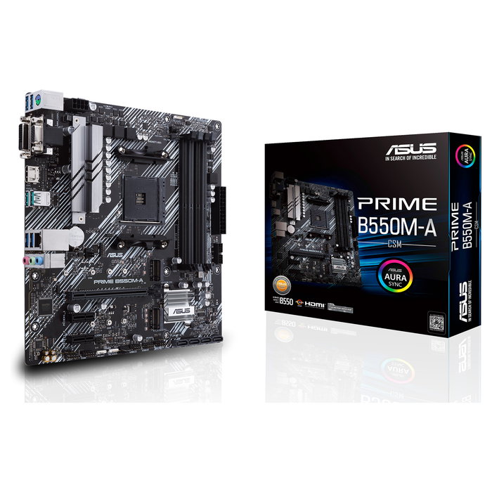 ASUS Placa Base Prime B550M-A/CSM AMD AM4 Micro ATX, Compatible con Ryzen 3000, DDR4 128GB, HDMI, DVI-D, VGA, USB 3.2 Gen 2, Realtek LAN ASUS Placa Base Prime B550M-A/CSM AMD AM4 Micro ATX, Compatible con Ryzen 3000, DDR4 128GB, HDMI, DVI-D, VGA, USB 3.2 Gen 2, Realtek LAN