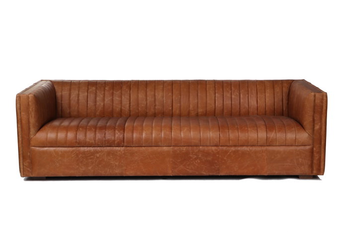 DKD Home Decor Sofá Urban Piel Cognac 4 Plazas 246.5 x 92 x 73 cm