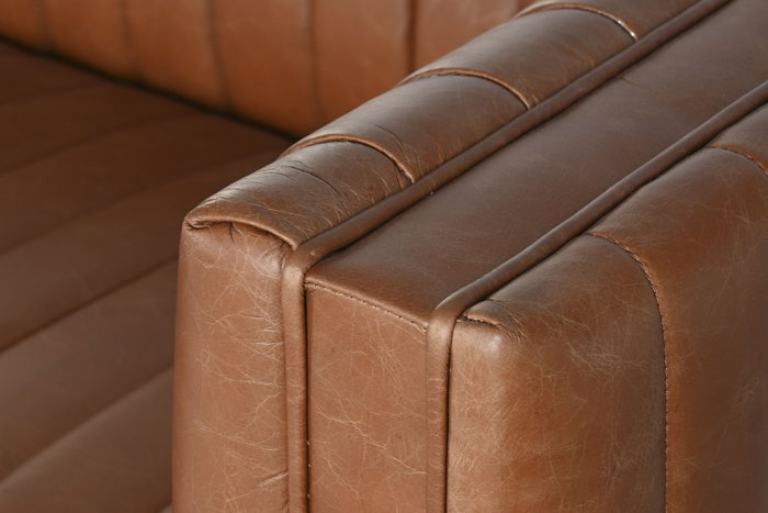 DKD Home Decor Sofá Urban Piel Cognac 4 Plazas 246.5 x 92 x 73 cm