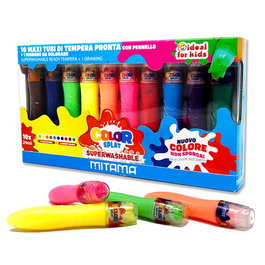 MITAMA Estuche de 10 Témperas de 24ml con Pincel Incorporado